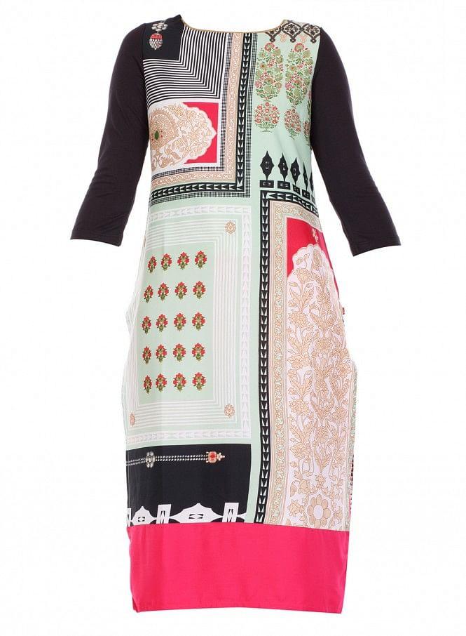 Multicoloured Printed 3/4 Sleeve kurta - wforwoman