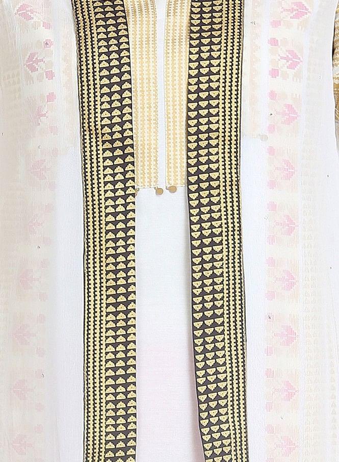 White 3/4 Sleeve Printed kurta - wforwoman