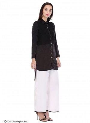 Black Full Sleeve High-Low Top - wforwoman