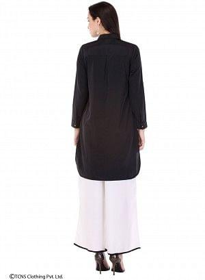 Black Full Sleeve High-Low Top - wforwoman