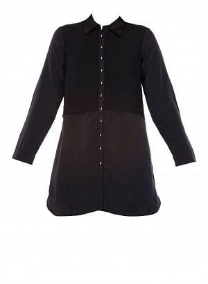 Black Full Sleeve High-Low Top - wforwoman