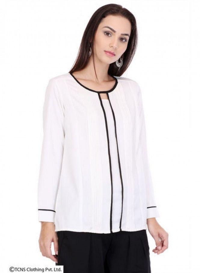 White Full Sleeve Top - wforwoman