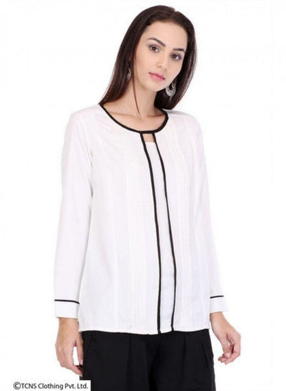 White Full Sleeve Top - wforwoman