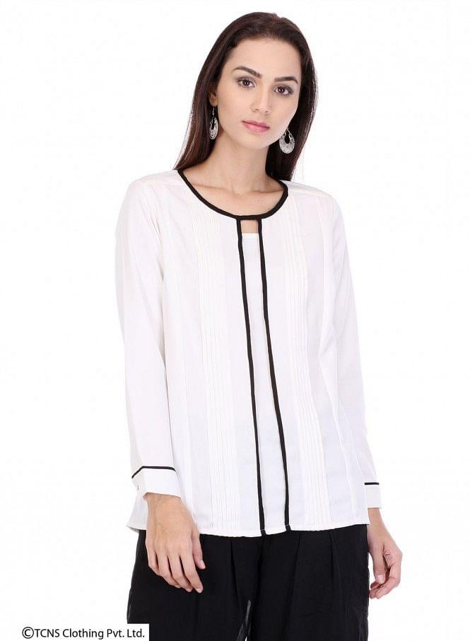 White Full Sleeve Top - wforwoman