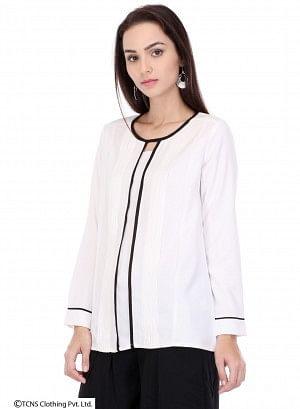 White Full Sleeve Top - wforwoman