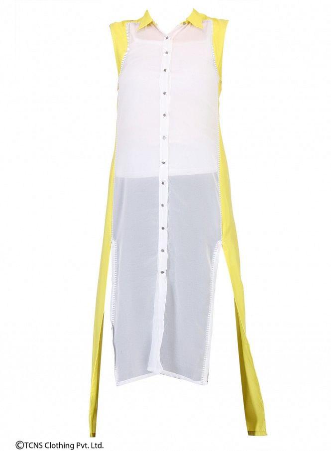 White Printed Sleeveless Top - wforwoman