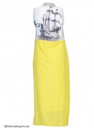 Yellow Printed Sleeveless Gillet - wforwoman