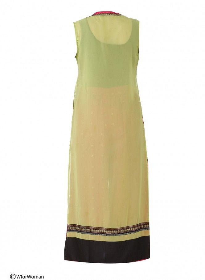 Green Printed Sleeveless Gillet - wforwoman