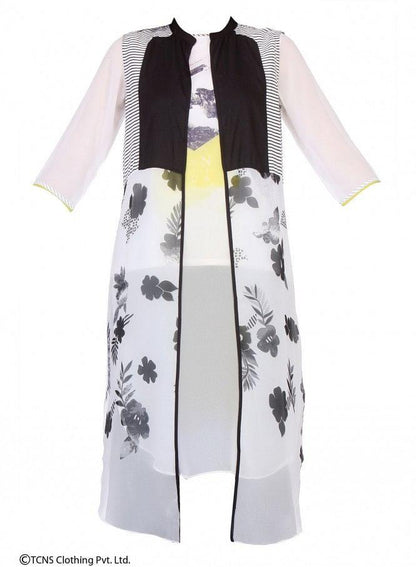 White Printed Sleeveless Gillet - wforwoman