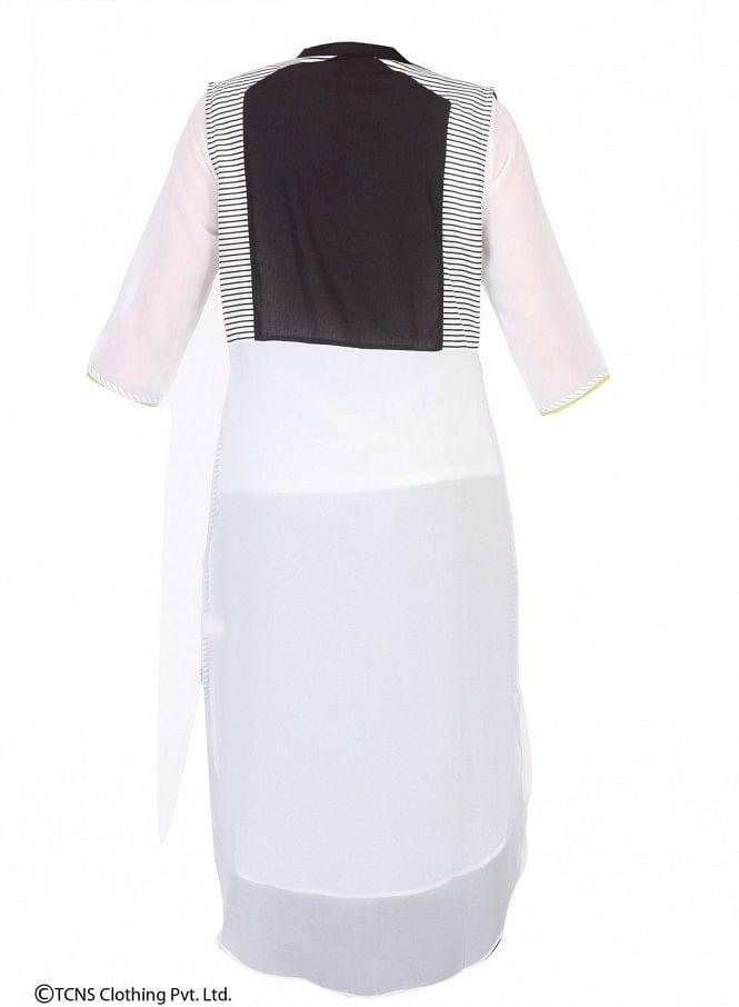 White Printed Sleeveless Gillet - wforwoman