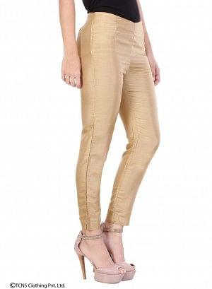 Gold-Toned Ankle-Length Trousers - wforwoman