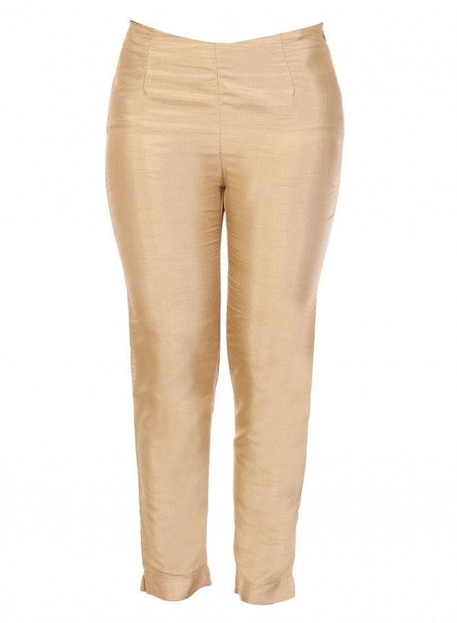 Gold-Toned Ankle-Length Trousers - wforwoman