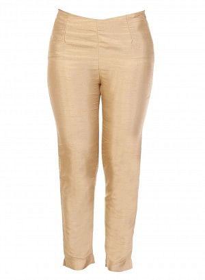 Gold-Toned Ankle-Length Trousers - wforwoman