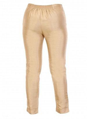 Gold-Toned Ankle-Length Trousers - wforwoman