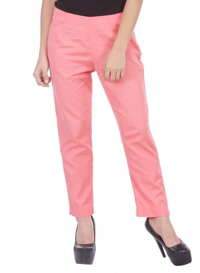 Pink Ankle-Length Trousers - wforwoman