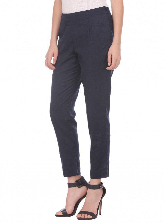 Blue Ankle-Length Trouser - wforwoman