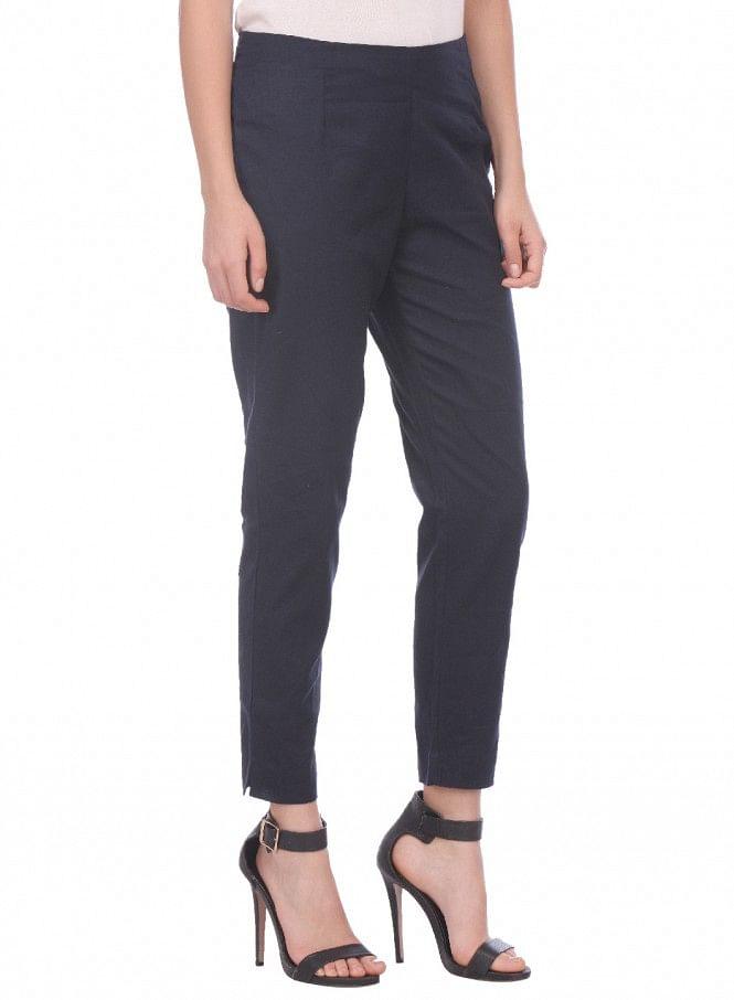 Blue Ankle-Length Trouser - wforwoman