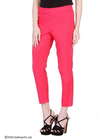 Pink Cropped Trousers - wforwoman