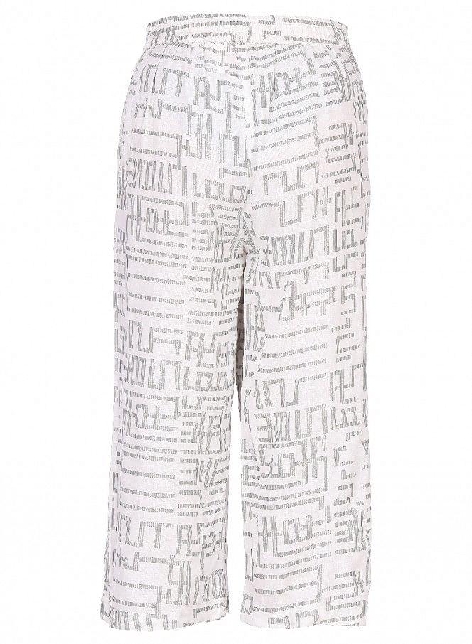 White Printed Crop Pants - wforwoman