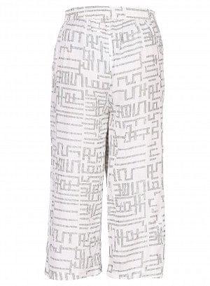 White Printed Crop Pants - wforwoman