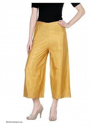 Gold-Toned Ankle-Length Pants - wforwoman