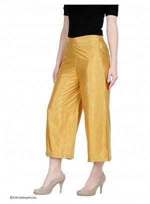 Gold-Toned Ankle-Length Pants - wforwoman