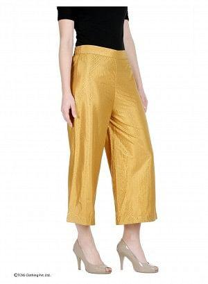 Gold-Toned Ankle-Length Pants - wforwoman