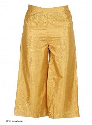 Gold-Toned Ankle-Length Pants - wforwoman