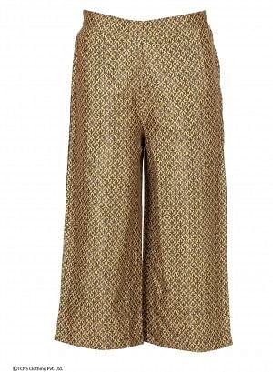 Gold-Toned Printed Crop Pants - wforwoman