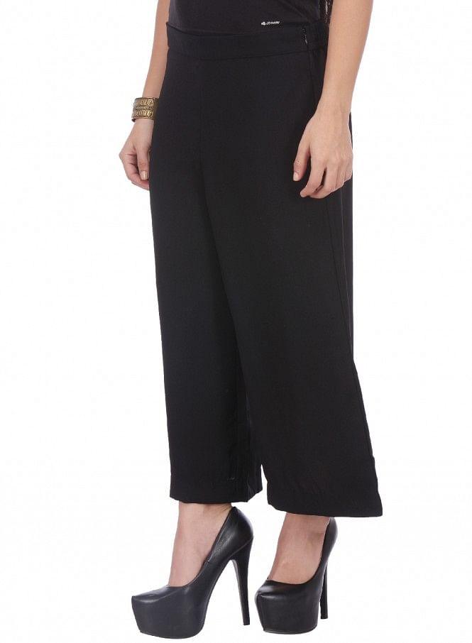 Black Cropped Parallel Pants - wforwoman