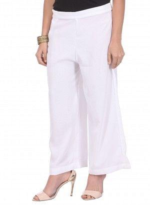 White Cropped Parallel Pants - wforwoman