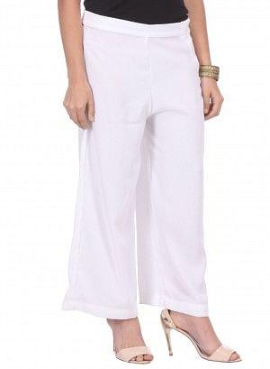 White Cropped Parallel Pants - wforwoman