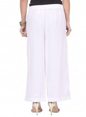 White Cropped Parallel Pants - wforwoman