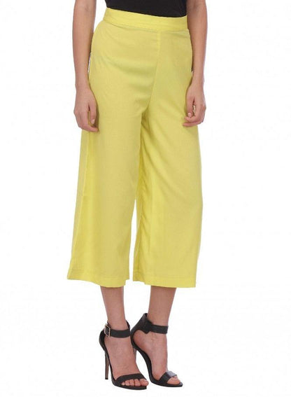 Yellow Cropped Pants - wforwoman
