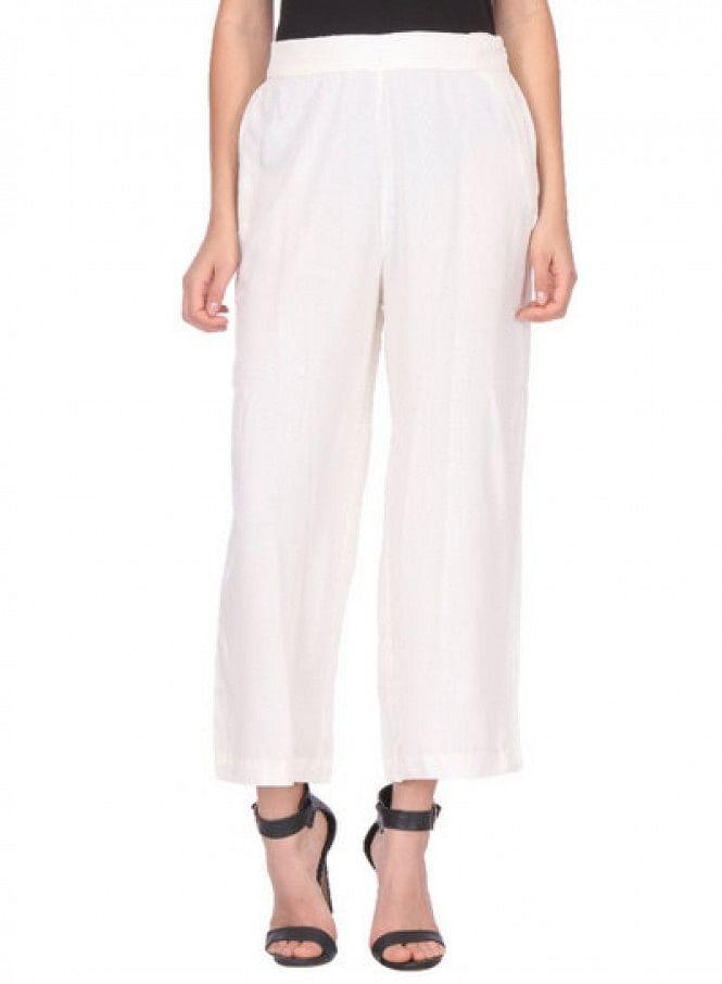 White Ankle-Length Pants - wforwoman