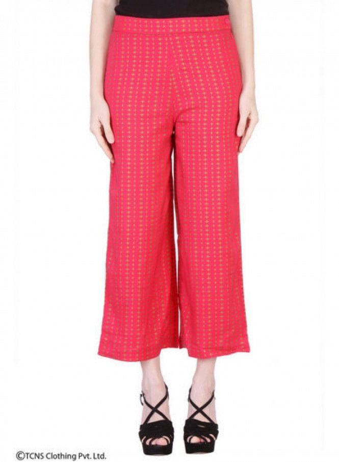 Pink Printed Ankle-Length Pants - wforwoman