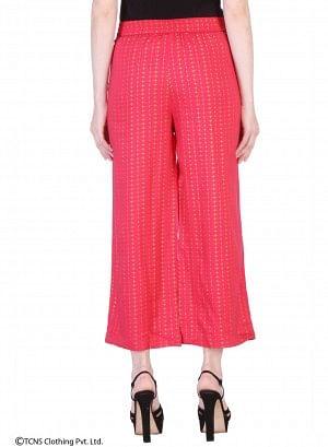 Pink Printed Ankle-Length Pants - wforwoman