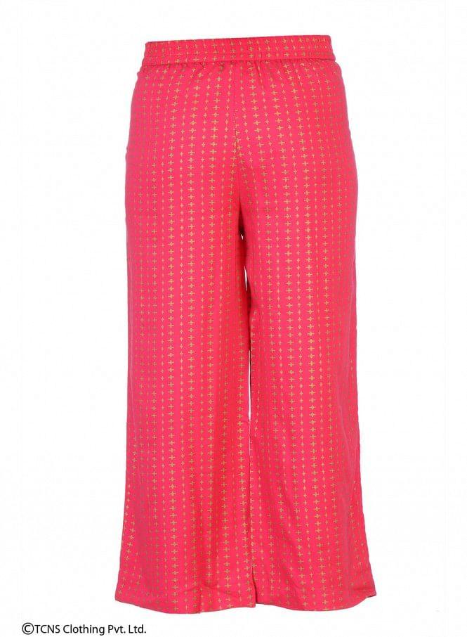 Pink Printed Ankle-Length Pants - wforwoman