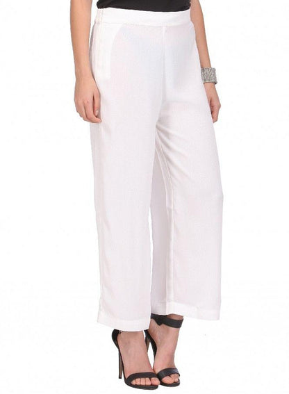 White Ankle-Length Pants - wforwoman