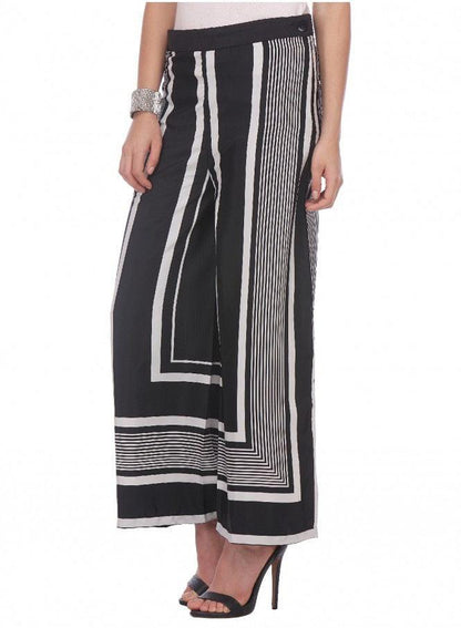 Black Printed Ankle-Length Pants - wforwoman