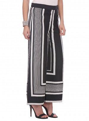 Black Printed Ankle-Length Pants - wforwoman