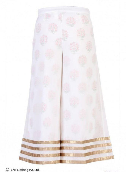 White Printed Palazzos - wforwoman