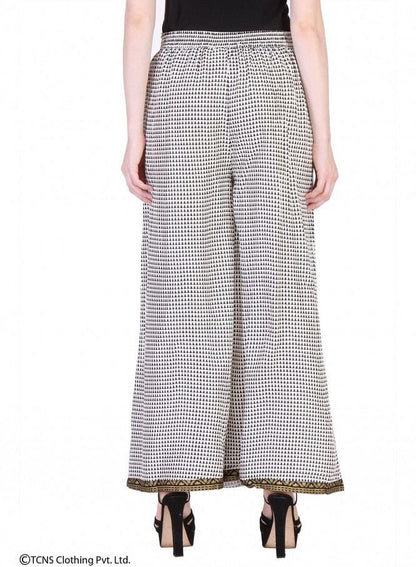 White Printed Palazzos - wforwoman