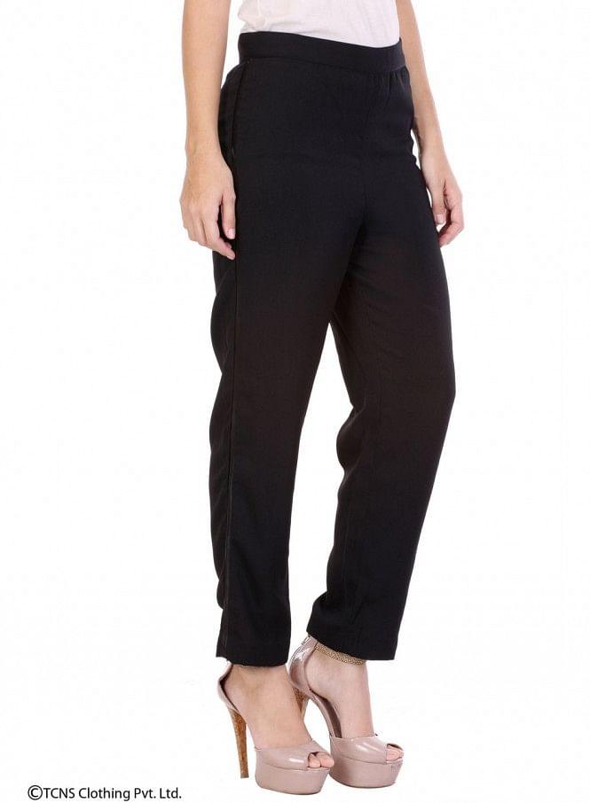 Black Ankle-Length Pants - wforwoman