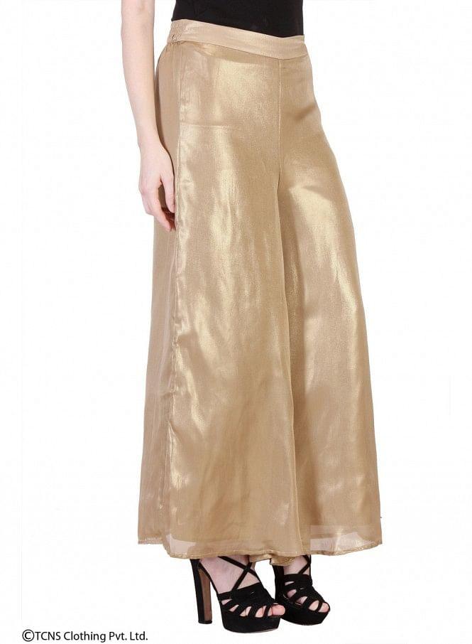 Gold-Toned Palazzos - wforwoman