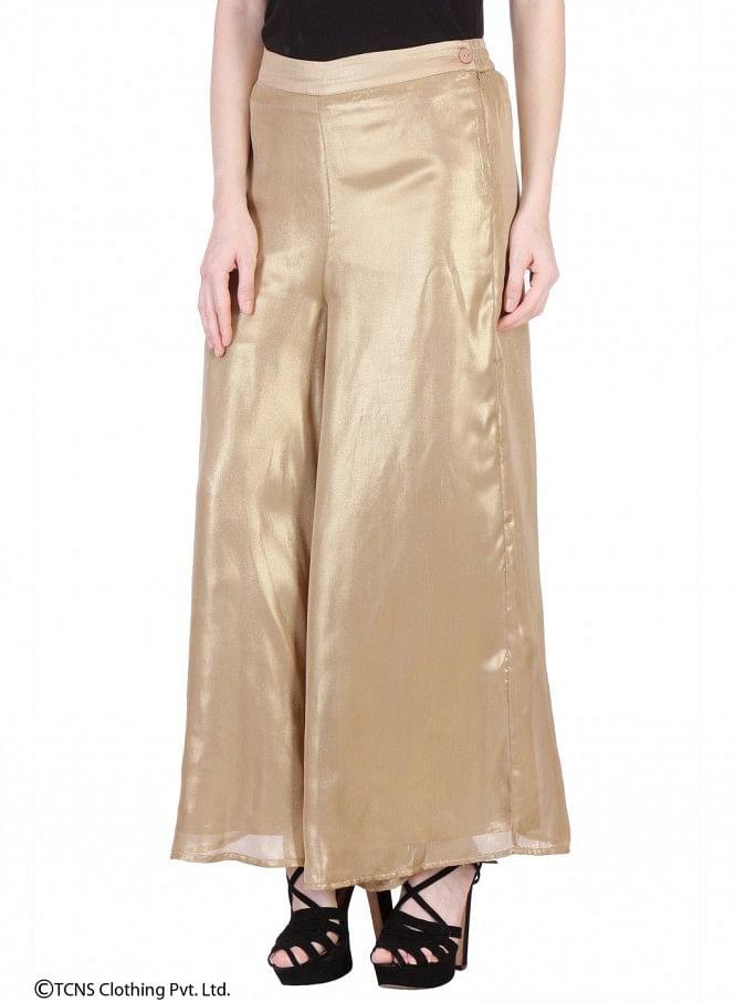 Gold-Toned Palazzos - wforwoman