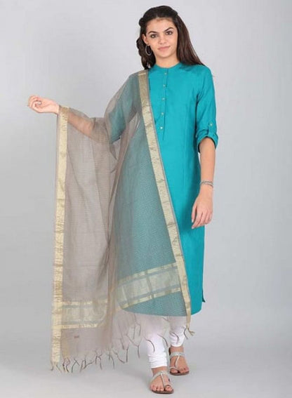 Grey Fringes Dupatta