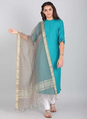 Grey Fringes Dupatta