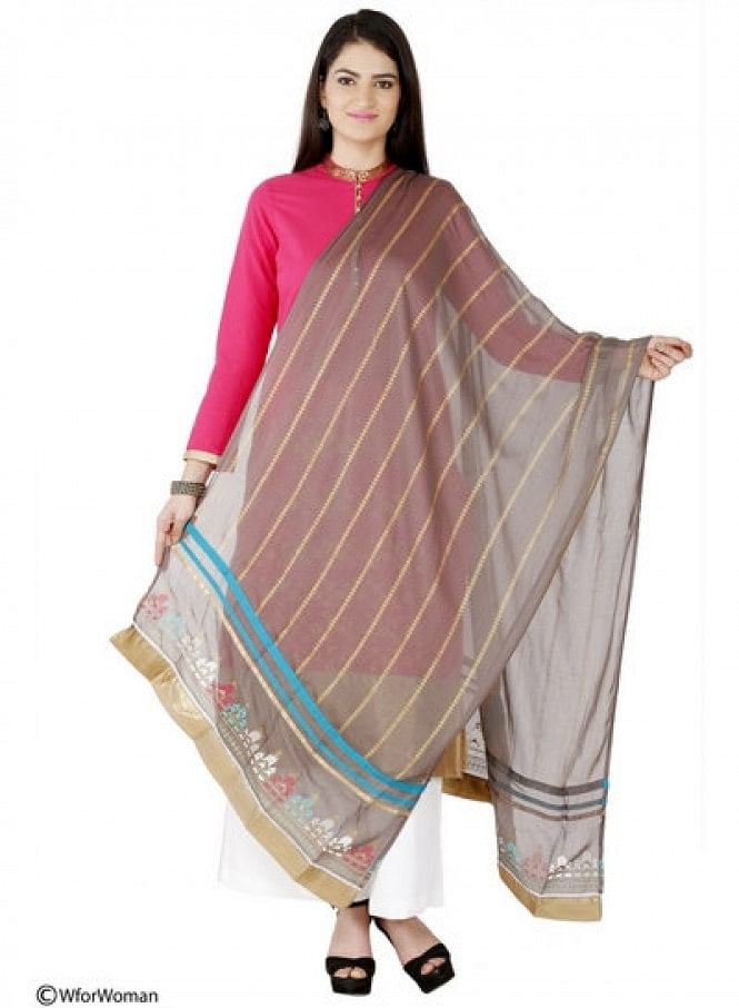 Grey Printed Dupatta