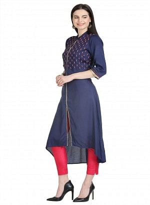 Blue 3/4 Sleeve Printed kurta